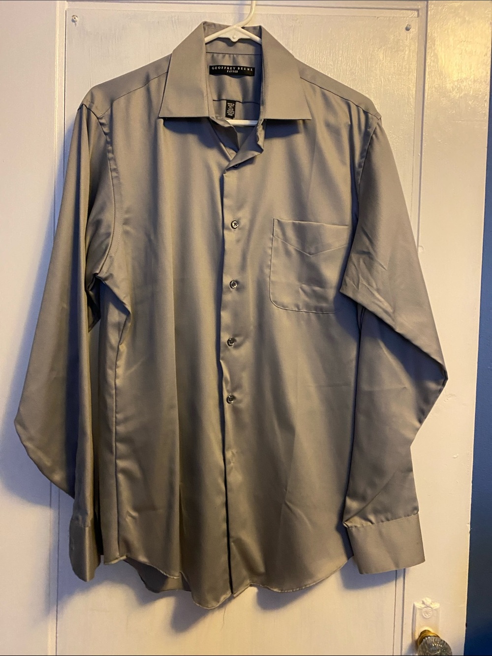 Geoffrey Beene Satin Gray Long Sleeve Dress Shirt